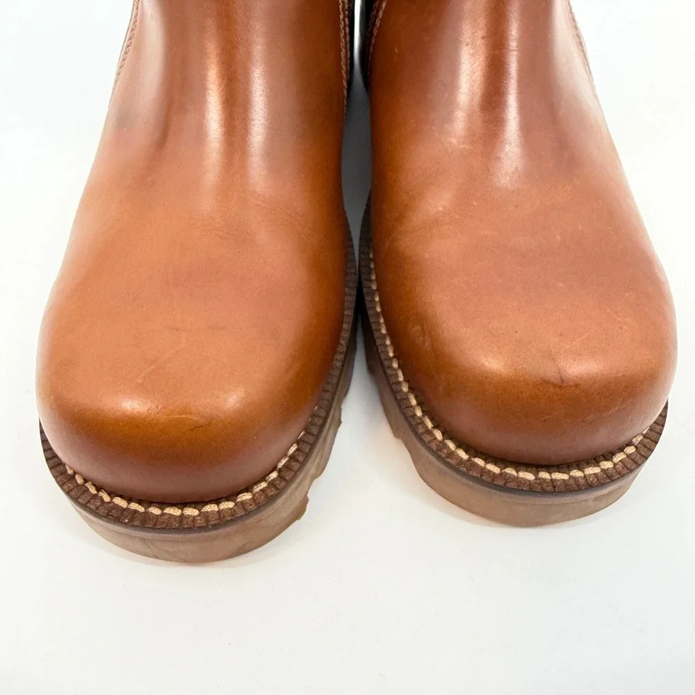 Durango SW1472 Mens Tan Leather Square Toe Buckle Ankle Boots Size 9.5‎ D Brazil